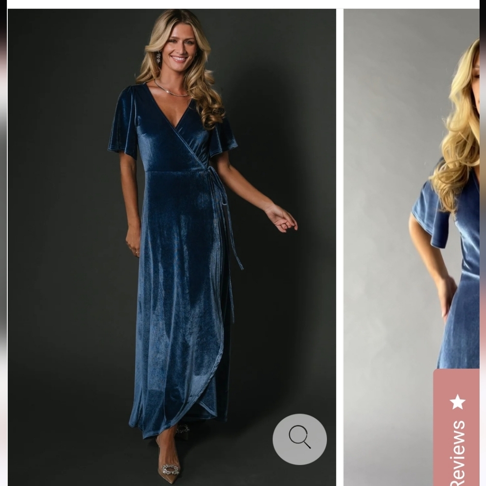 BALTIC BORN KATELYN VELVET MAXI WRAP DRESS BLUE SHIRT SLEEVE KIMONO Wedding Y2k - Picture 2 of 14